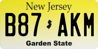 NJ license plate B87AKM