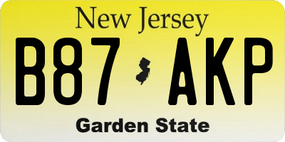 NJ license plate B87AKP
