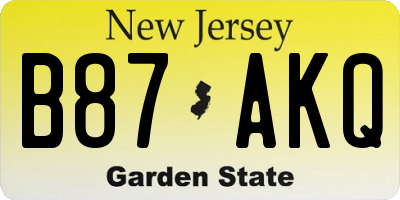 NJ license plate B87AKQ