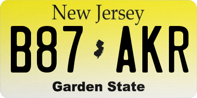 NJ license plate B87AKR