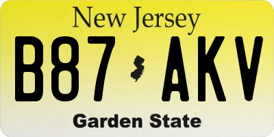 NJ license plate B87AKV