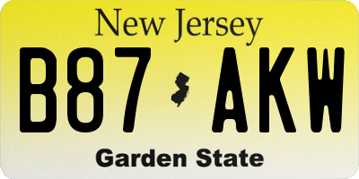 NJ license plate B87AKW