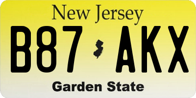 NJ license plate B87AKX
