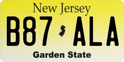 NJ license plate B87ALA