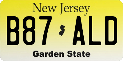 NJ license plate B87ALD