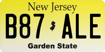 NJ license plate B87ALE