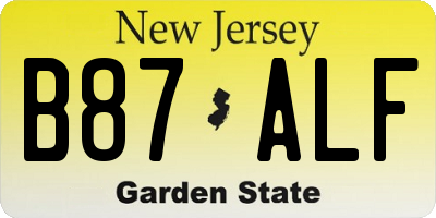 NJ license plate B87ALF