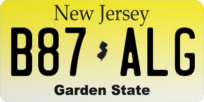 NJ license plate B87ALG