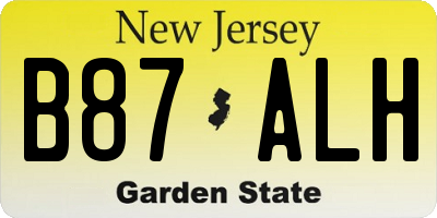 NJ license plate B87ALH