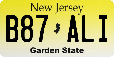 NJ license plate B87ALI