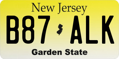 NJ license plate B87ALK