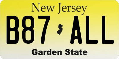 NJ license plate B87ALL