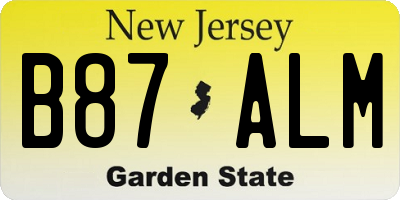 NJ license plate B87ALM