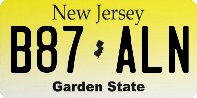 NJ license plate B87ALN