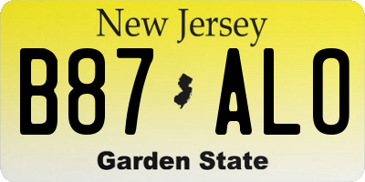 NJ license plate B87ALO