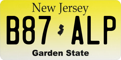 NJ license plate B87ALP