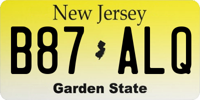 NJ license plate B87ALQ