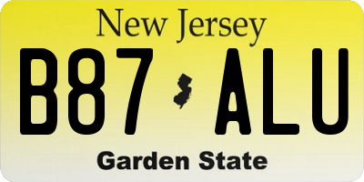 NJ license plate B87ALU
