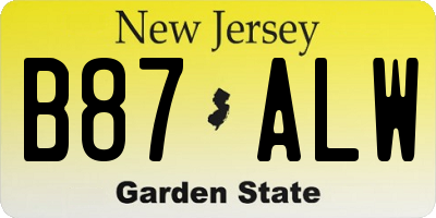 NJ license plate B87ALW