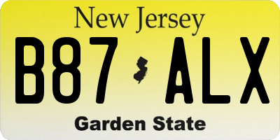 NJ license plate B87ALX