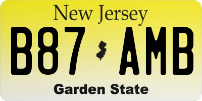 NJ license plate B87AMB