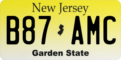 NJ license plate B87AMC