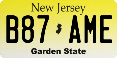 NJ license plate B87AME