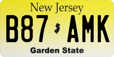 NJ license plate B87AMK