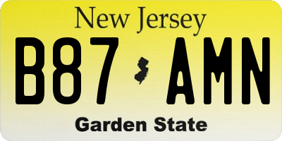 NJ license plate B87AMN