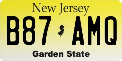 NJ license plate B87AMQ