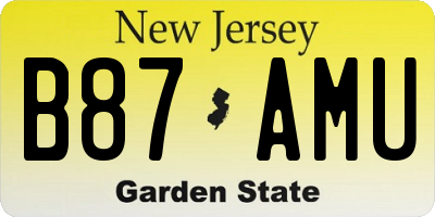 NJ license plate B87AMU