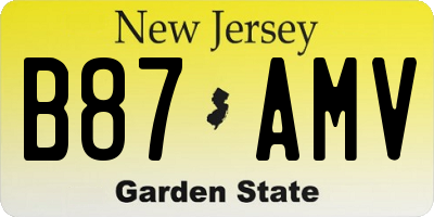 NJ license plate B87AMV