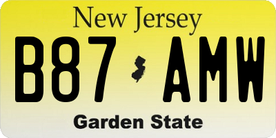 NJ license plate B87AMW