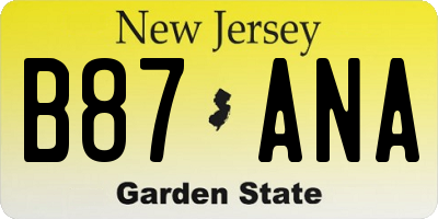 NJ license plate B87ANA