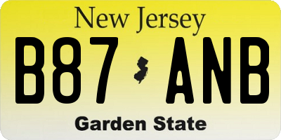 NJ license plate B87ANB