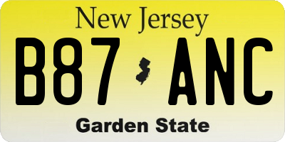 NJ license plate B87ANC