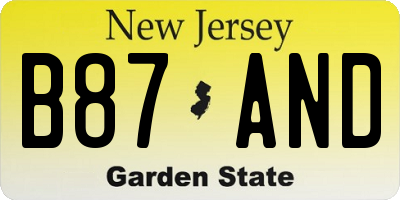 NJ license plate B87AND