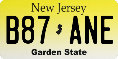 NJ license plate B87ANE