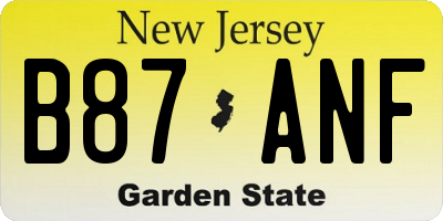 NJ license plate B87ANF
