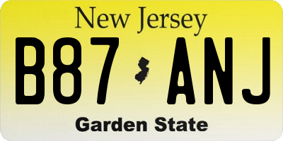 NJ license plate B87ANJ
