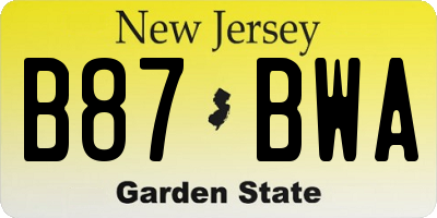 NJ license plate B87BWA