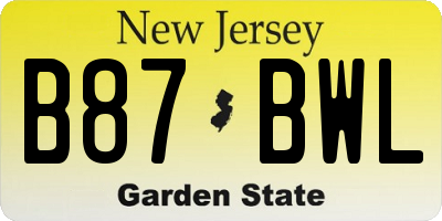 NJ license plate B87BWL
