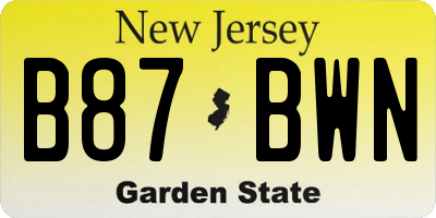 NJ license plate B87BWN