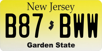 NJ license plate B87BWW