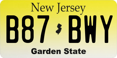 NJ license plate B87BWY