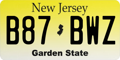 NJ license plate B87BWZ