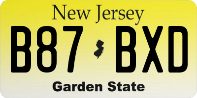 NJ license plate B87BXD