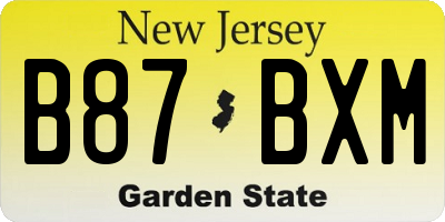 NJ license plate B87BXM