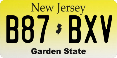 NJ license plate B87BXV