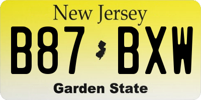 NJ license plate B87BXW